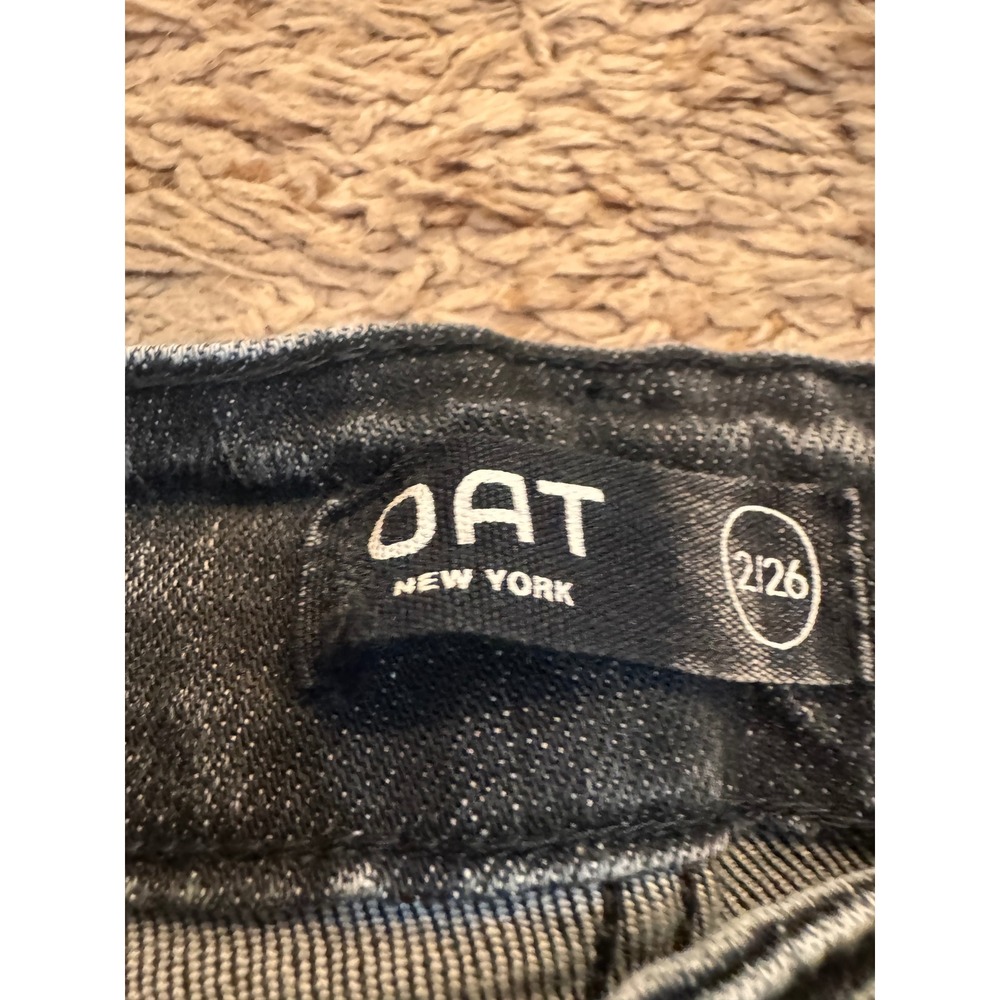 OAT New York Black Cropped Straight Leg Jeans Raw Hem Women's Size 26 - Picture 4 of 6